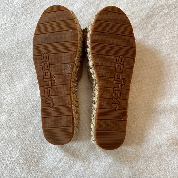 J/SLIDES Sandals Suede Espadrille Slide Tan Bow Size 8 - Picture 8 of 16